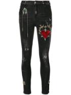 Amen Embellished And Distressed Skinny Jeans - Grey
