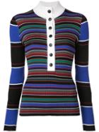 Proenza Schouler Pswl Rugby Striped Turtleneck Sweater - Black