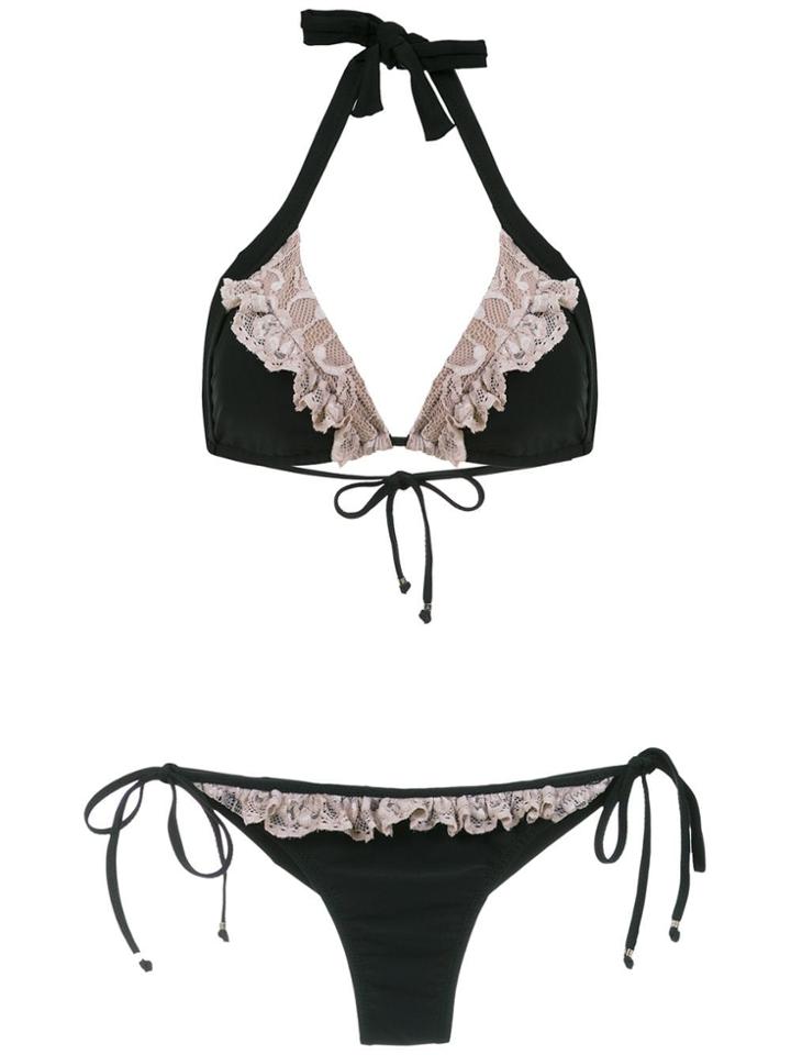 Amir Slama Lace Panel Bikini Set - Black