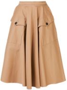 Rochas Button Pocket Full Skirt - Neutrals