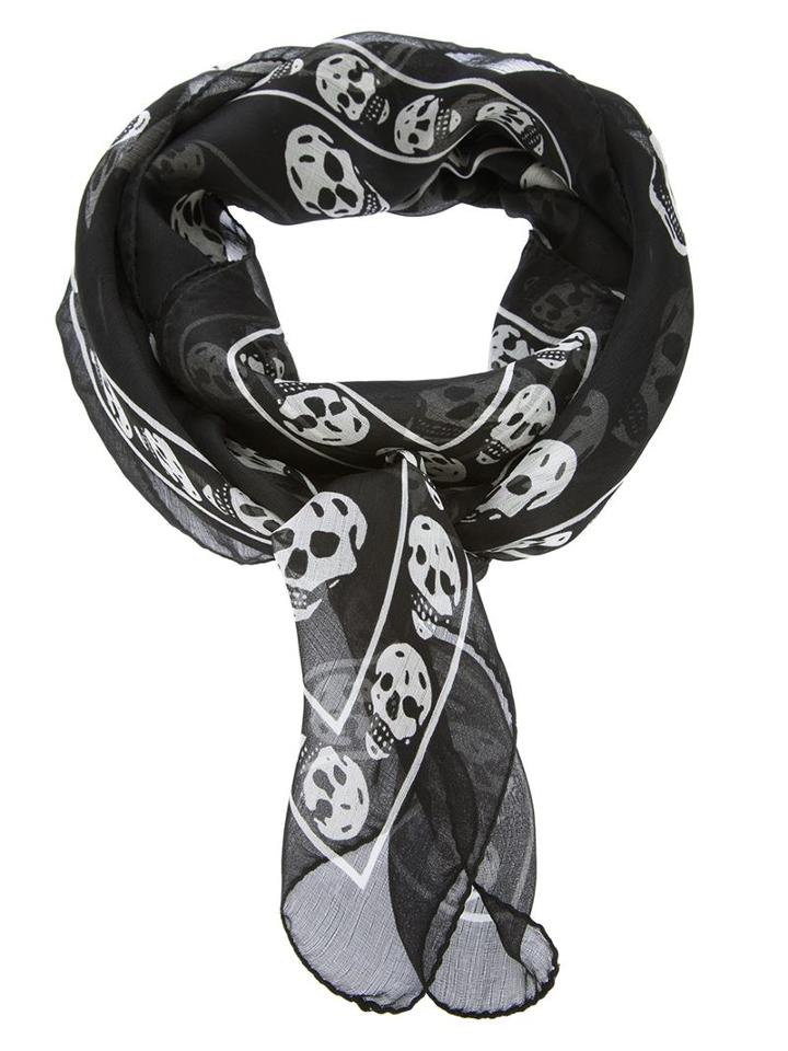 Alexander Mcqueen Skull Scarf, Men's, Black, Silk