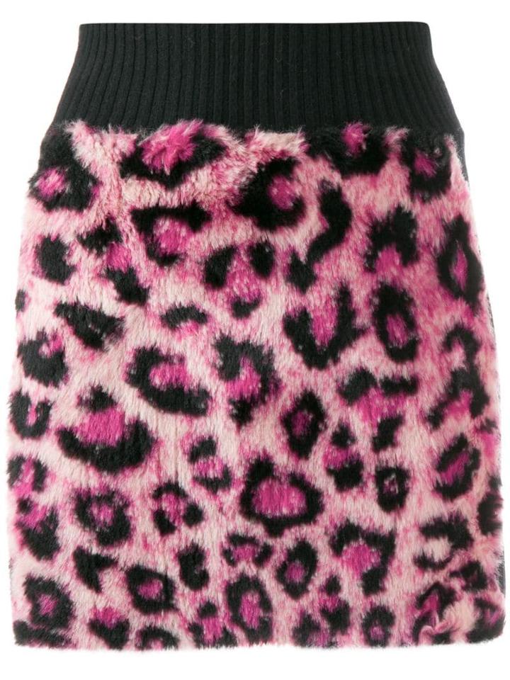 Alberta Ferretti Furry Leopard Print Mini Skirt - Pink