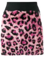 Alberta Ferretti Furry Leopard Print Mini Skirt - Pink