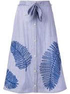 Stripe Buttoned Midi Skirt - Women - Cotton - 2, Blue, Cotton, Tanya Taylor