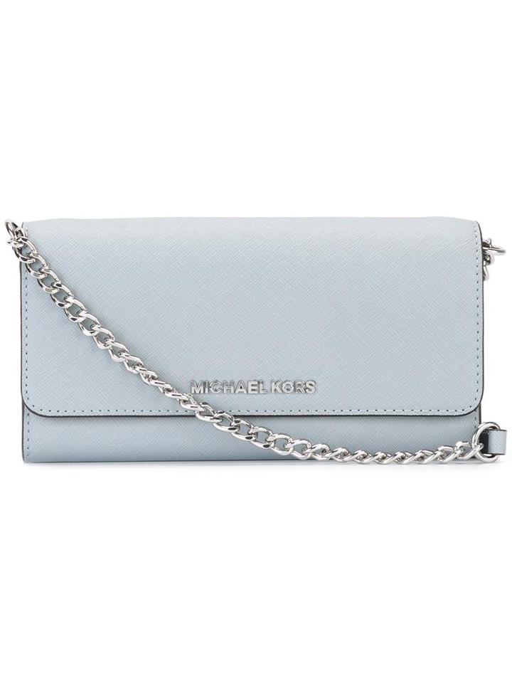 Michael Michael Kors Small 'jet Set Travel' Foldover Chain Clutch, Women's, Blue