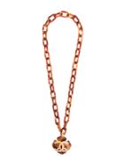Chanel Vintage Tortoiseshell Cc Plate Necklace - Brown