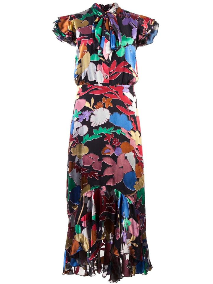 Alice+olivia Greta Ruffle Hem Dress - Black