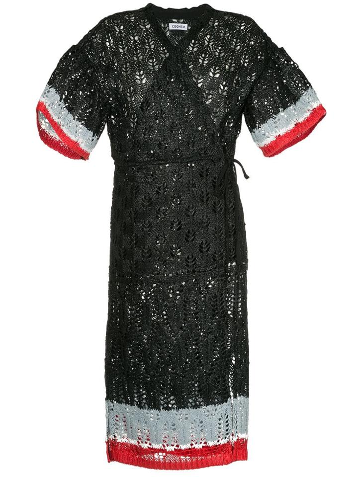 Coohem Lace Knit Wrap Cardi-coat - Black
