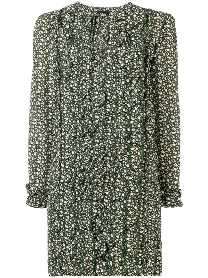 A.p.c. Ruffled Shift Dress - Green