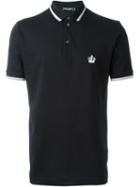 Dolce & Gabbana Embroidered Crown Polo Shirt, Men's, Size: 46, Black, Cotton