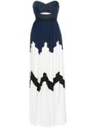 Self-portrait Pleated Zig-zag Maxi Dress - Blue