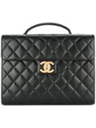 Chanel Vintage Quilted Business Briefcase Handbag - Black