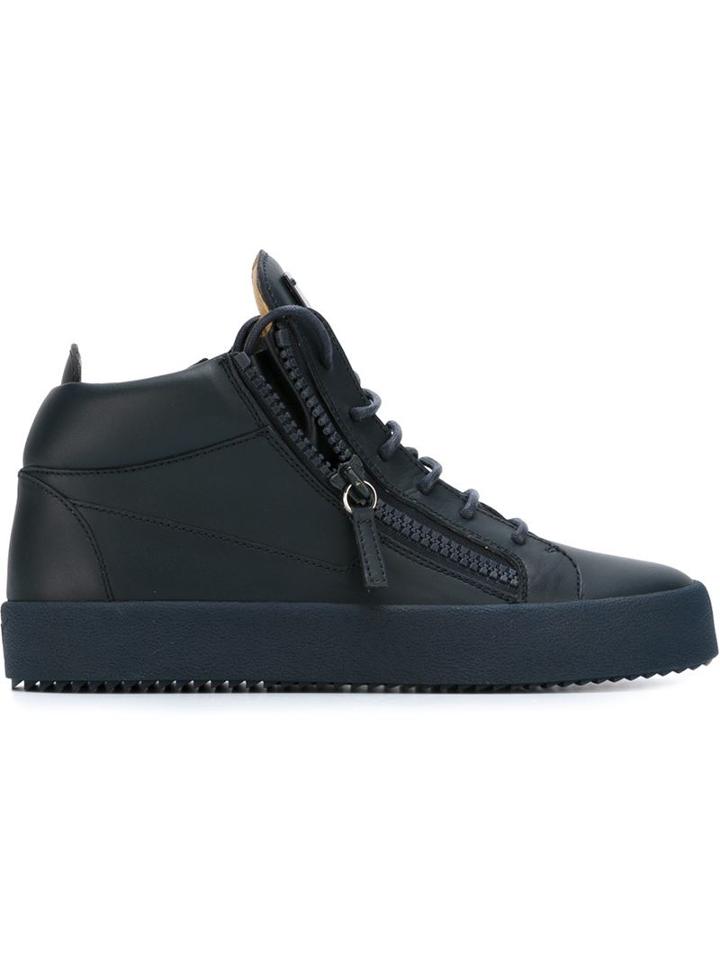 Giuseppe Zanotti Design Kriss Hi-top Sneakers, Men's, Size: 41, Blue, Leather/rubber