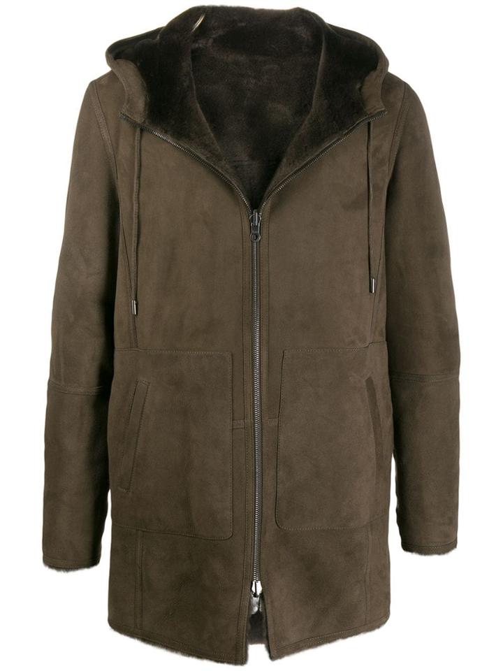 Desa 1972 Hooded Sheepskin Coat - Brown