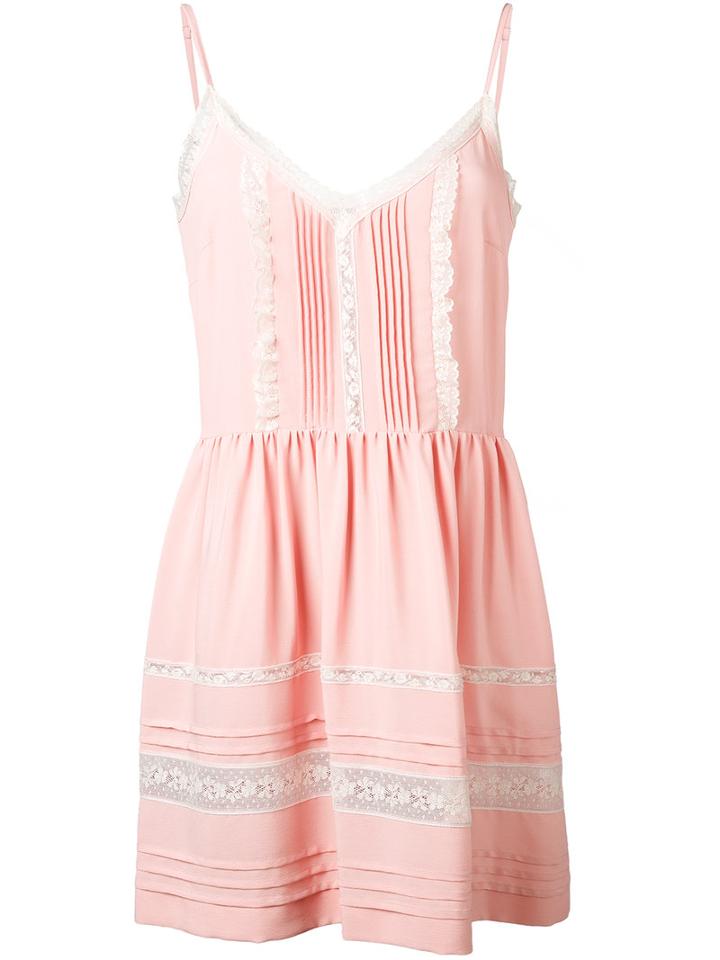 P.a.r.o.s.h. - Floral Detailing Flared Dress - Women - Silk/acetate - M, Pink/purple, Silk/acetate