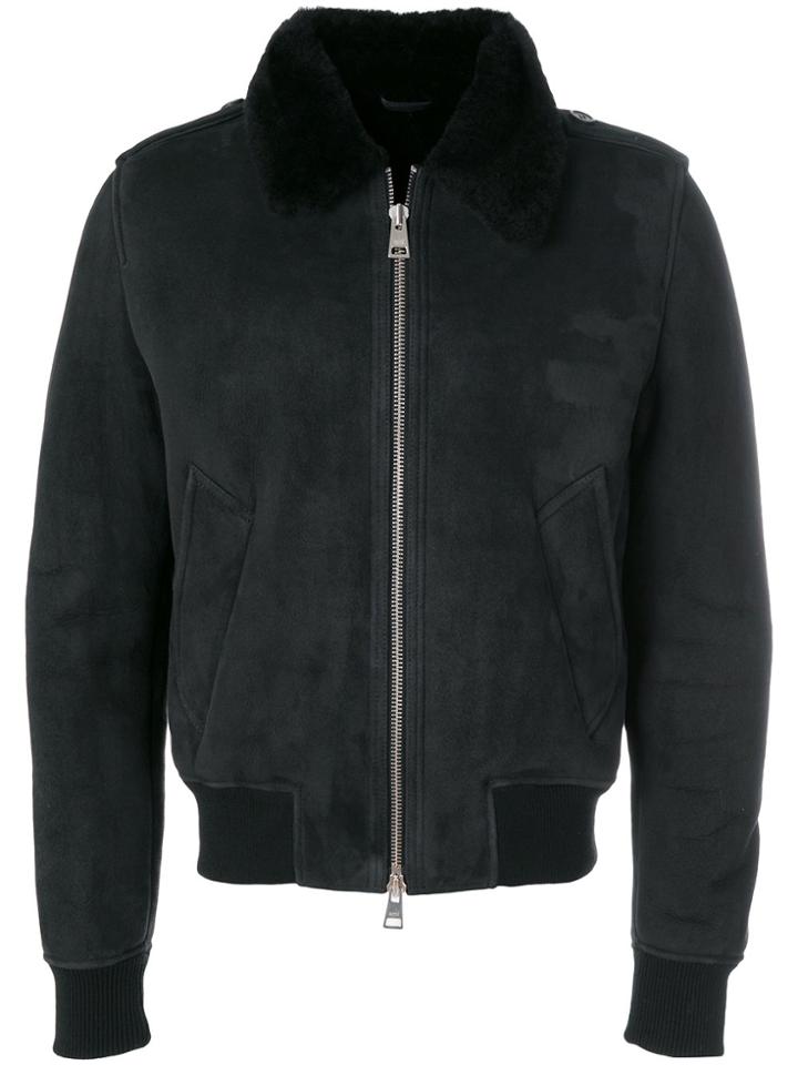 Ami Alexandre Mattiussi Shearling Zipped Jacket - Black