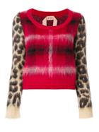 No21 Checked Leopard Printed Sweater - Red
