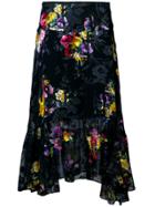 Preen By Thornton Bregazzi Denisa Floral Asymmetric Skirt - Black