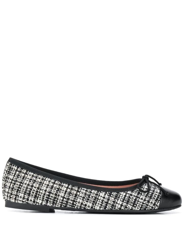 Pretty Ballerinas Tweed Ballerina Shoes - Black