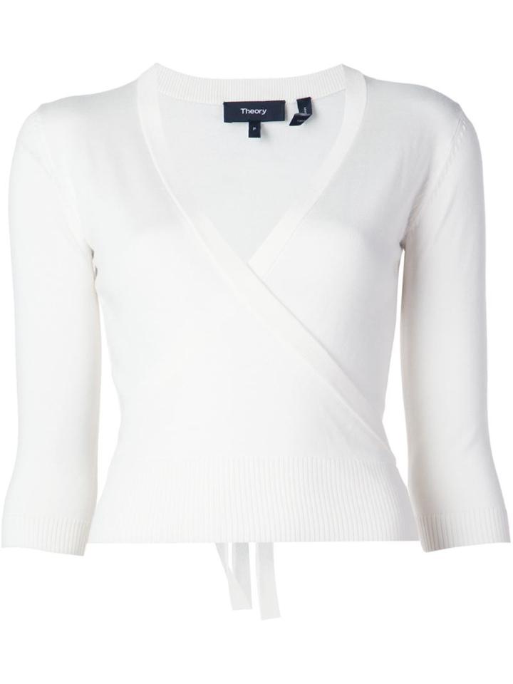 Theory V-neck Jumper, Women's, Size: Medium, White, Merino