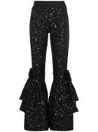 Ashish Flared Hem Bow Detail Trousers - Black