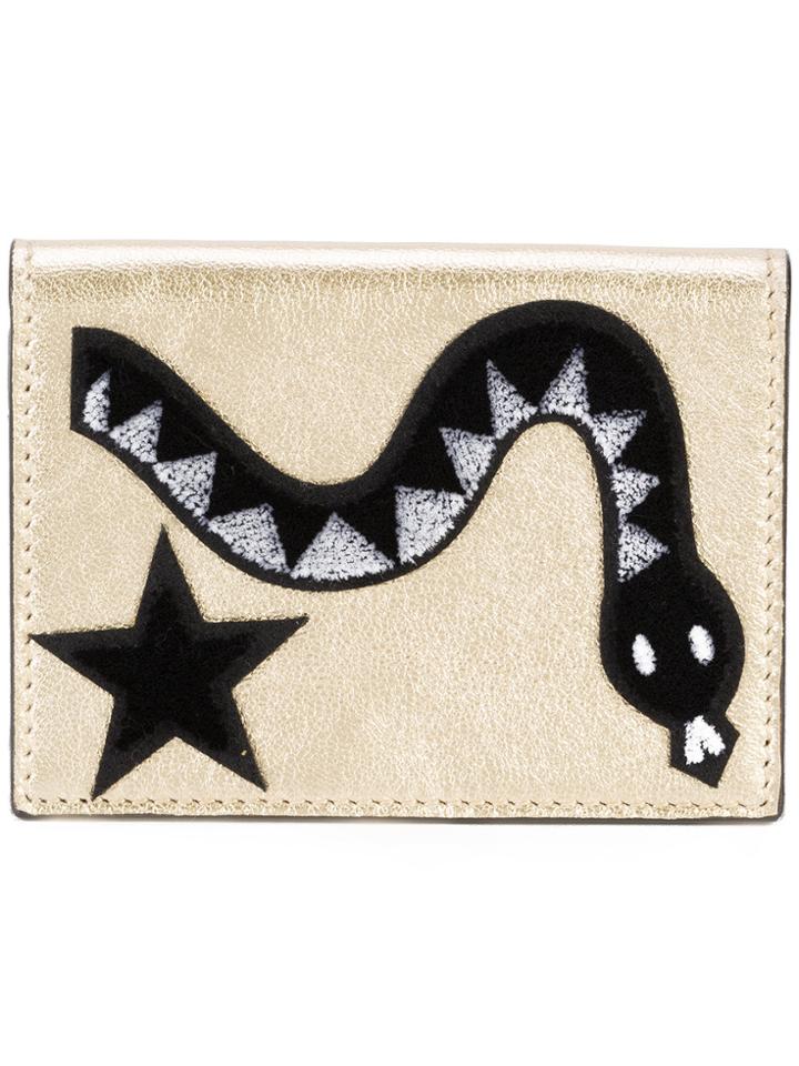 Les Petits Joueurs Snake Flap Purse - Yellow & Orange