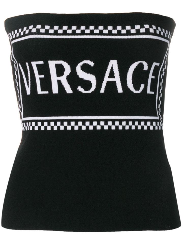 Versace Strapless Logo Top - Black