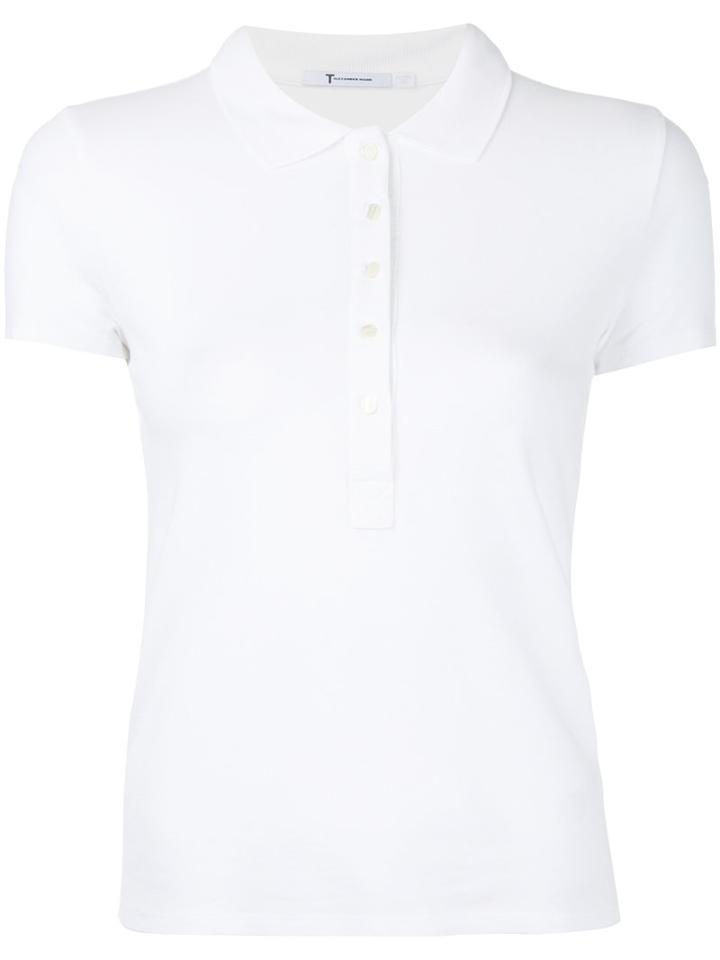 T By Alexander Wang Placket Polo Top, Women's, Size: Xs, White, Spandex/elastane/viscose