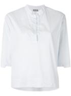 Kristensen Du Nord - Cropped Shirt Top - Women - Cotton/spandex/elastane - 1, Blue, Cotton/spandex/elastane
