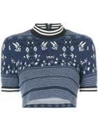 Anna Sui Cropped Knit Top - Blue