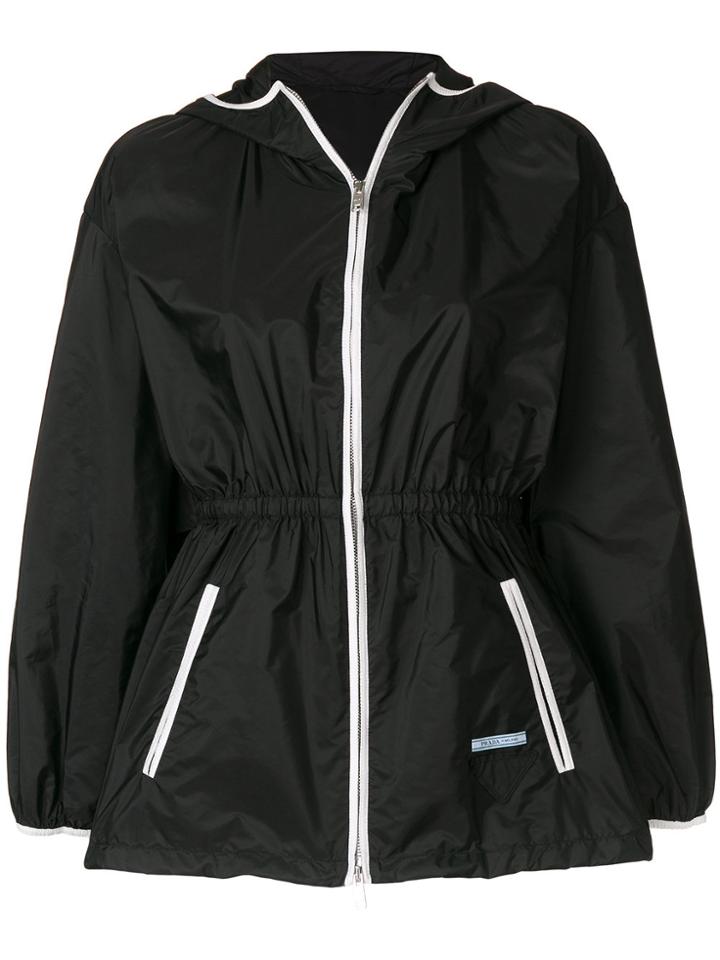 Prada Contrast Trim Fitted Jacket - Black