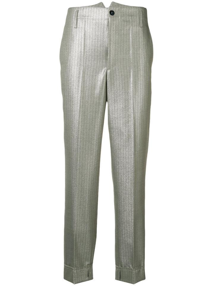 Golden Goose Deluxe Brand Metallic Cropped Trousers - Grey