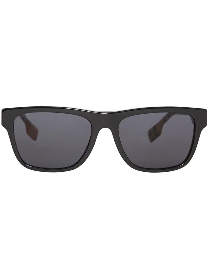 Burberry Vintage Check Detail Square Frame Sunglasses - Black