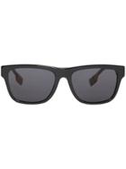 Burberry Vintage Check Detail Square Frame Sunglasses - Black