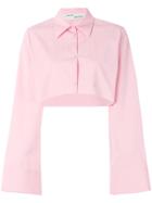 Off-white Cropped Shirt - Pink & Purple