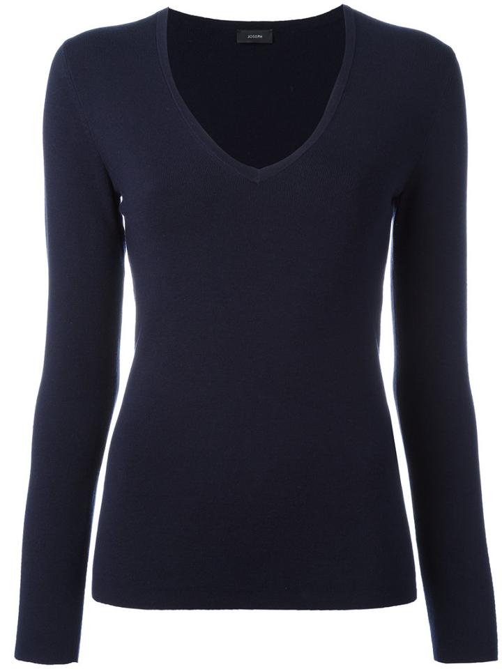 Joseph Knit V-neck Top, Women's, Size: Small, Blue, Silk/nylon/spandex/elastane