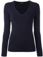 Joseph Knit V-neck Top, Women's, Size: Small, Blue, Silk/nylon/spandex/elastane