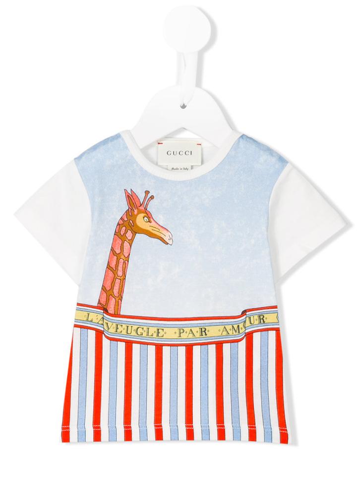 Gucci Kids - Giraffe Print T-shirt - Kids - Cotton - 6-9 Mth, White