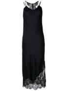 Gold Hawk Lace Trim Slip Dress - Black