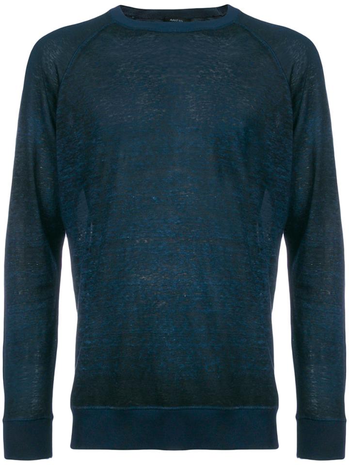 Avant Toi Sheer Fine Knit Sweater - Blue