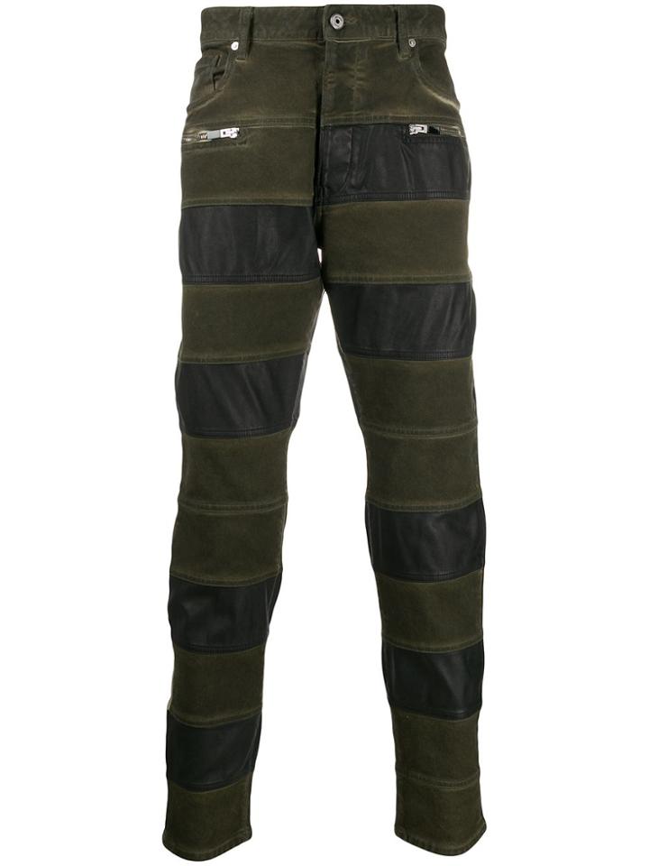 Just Cavalli Slim-fit Patchwork Trousers - Green