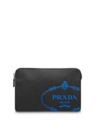 Prada Embossed Logo Clutch - Black