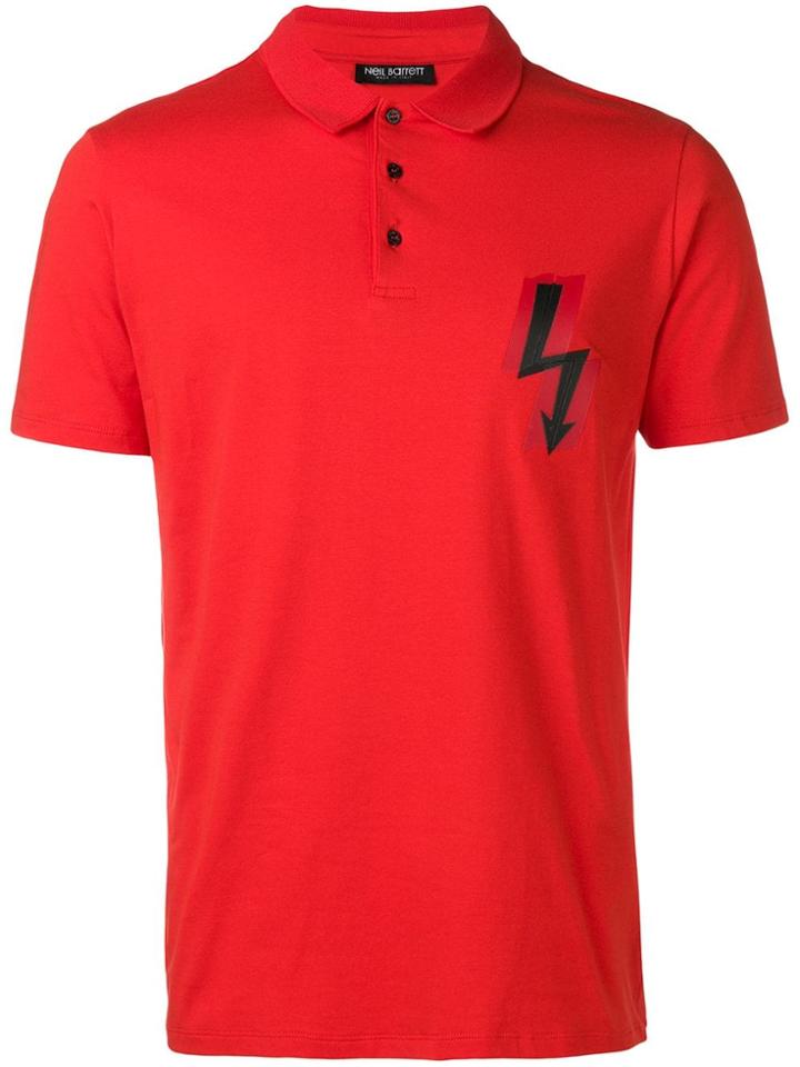 Neil Barrett Lightning Arrow Polo Top - Red