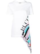 Emilio Pucci White Shell Print Asymmetric Logo T-shirt