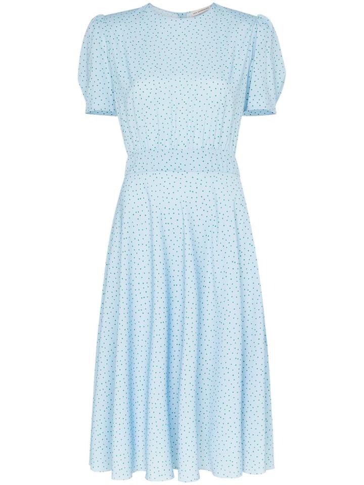 Vika Gazinskaya Polka Dot Print Button Back Dress - Blue