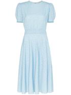 Vika Gazinskaya Polka Dot Print Button Back Dress - Blue