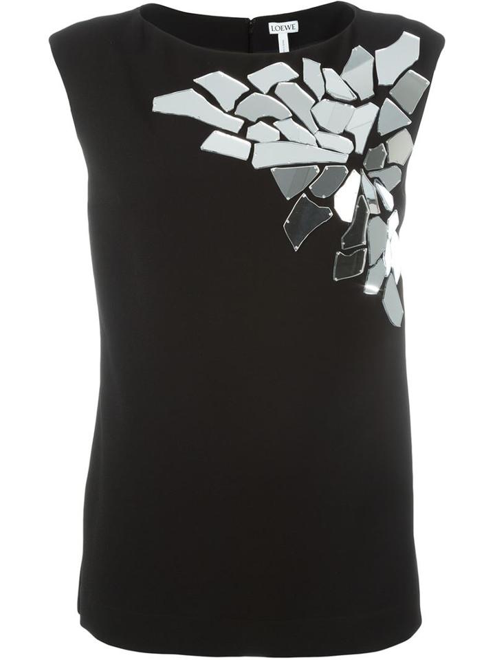 Loewe Embellished Tank Top, Women's, Size: 38, Black, Polyurethane/polyester