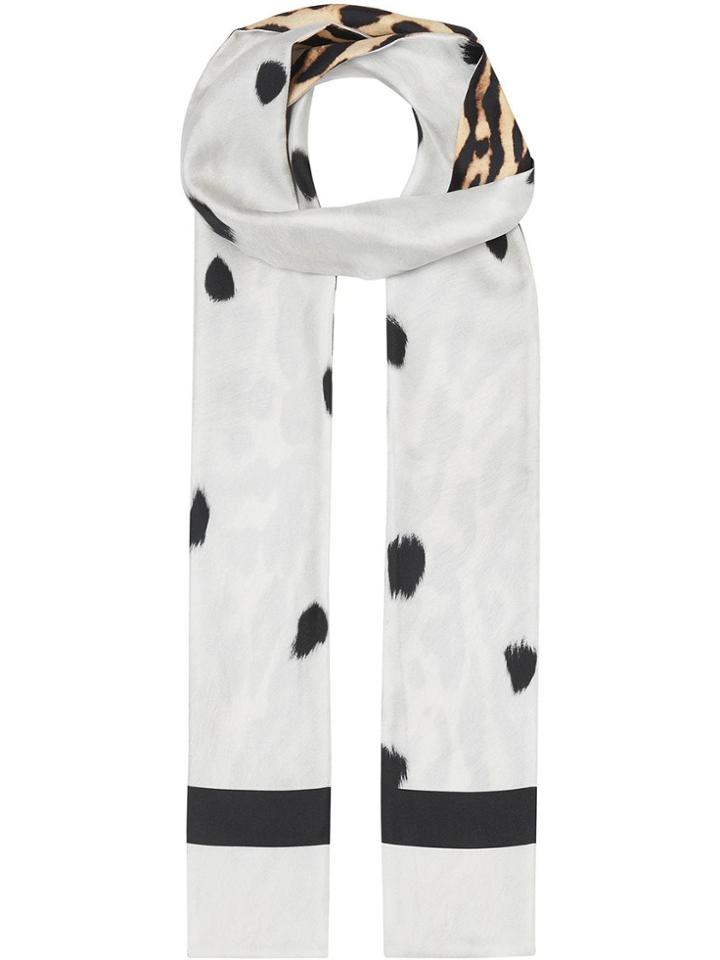 Burberry Animal Print Skinny Scarf - White