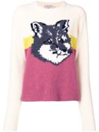 Maison Kitsuné Colour-block Fox Jumper - White