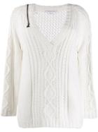 Patrizia Pepe V-neck Knit Jumper - White
